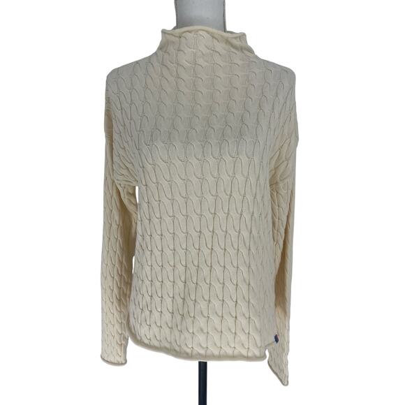 KULE The Mirabelle Cream Mock Neck Cable Knit Cotton Sweater Size Medium - Picture 4 of 13